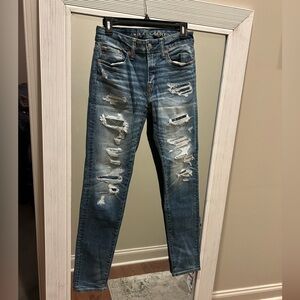 American Eagle Outfitters Ripped Blue Skinny Jeans